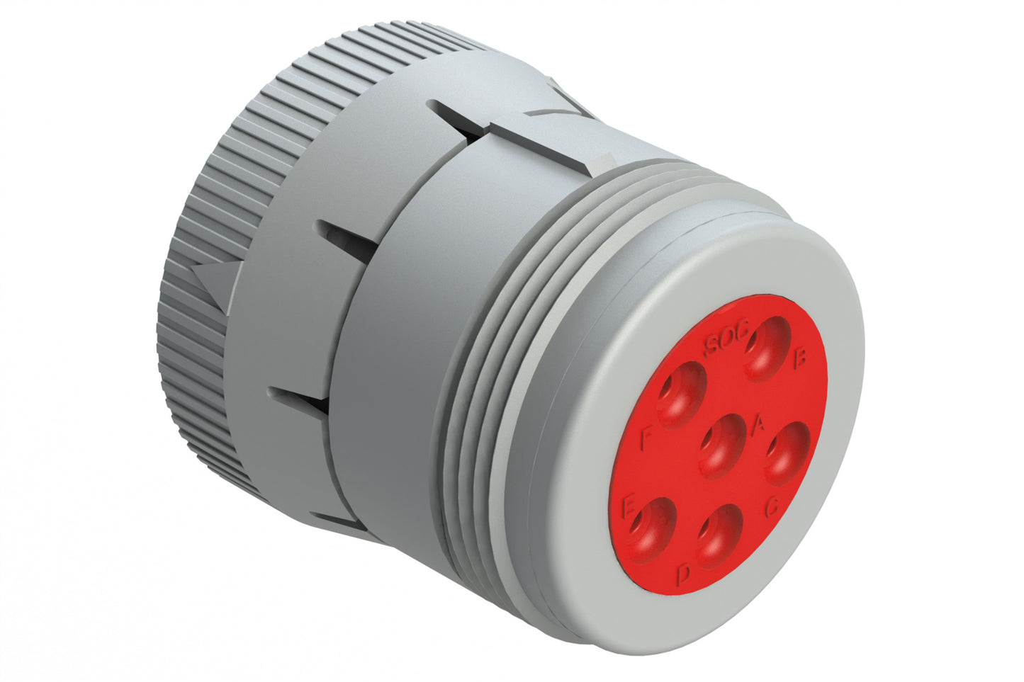 AHD16-6-96S 6 Position Plug, Socket, Size 16 Contacts, Coupling Ring, Grey