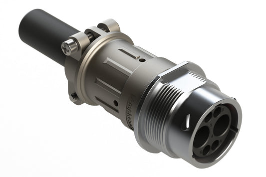 AHDM04-18-06PN-059 6 Position Receptacle Kit, Shell Size 18, Pin, Wide Thread, Cable Clamp Backshell. HD34-18-6PN-059