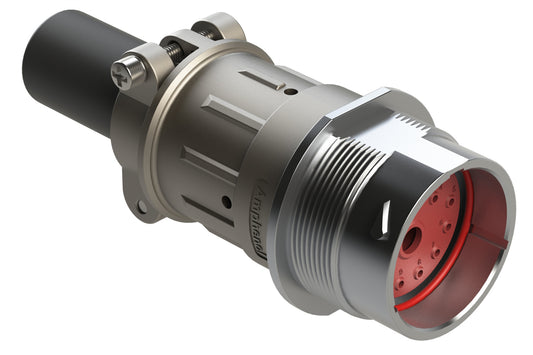 AHDM04-24-14PN-059 14 Position Receptacle, Pin, Shell Size 24, Normal Diameter Seal (Green Adapter), Cable Clamp Backshell, Break-Away. HD34-24-14PN-059