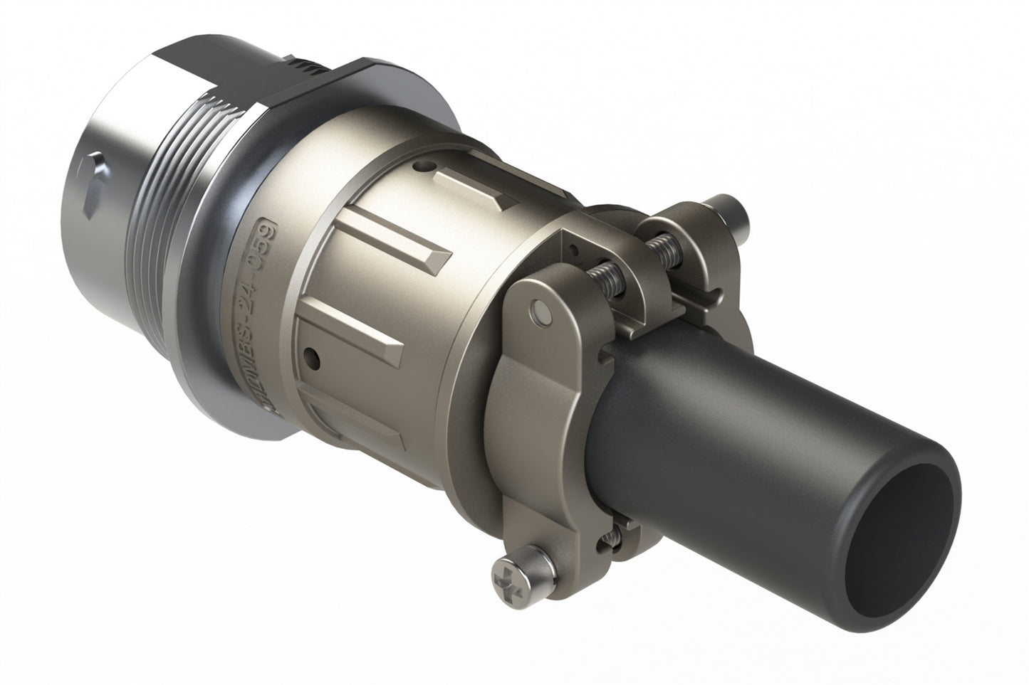 AHDM04-24-33PN-059 33 Position Receptacle Kit, Shell Size 24, Pin, Plastic, Normal Diameter Rear Seal, Integrated Wide Thread (Green Retaining Ring), Cable Clamp Backshell. HD34-24-33PN-059