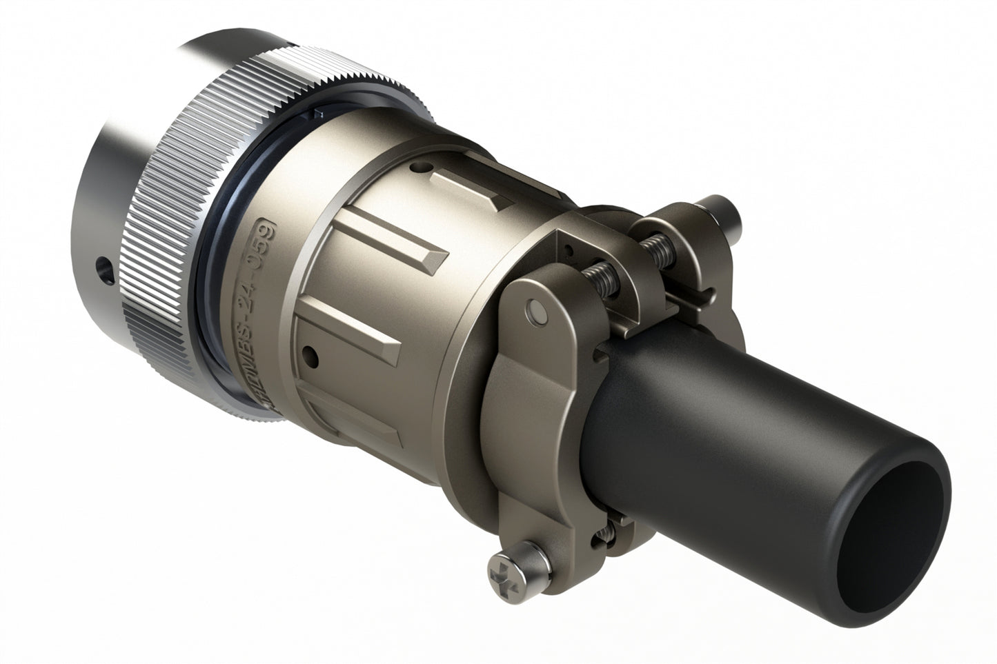 AHDM06-24-23ST-059 23 Position Plug, Socket, Shell Size 24, Metal, Thin Diameter Seal (Grey Adapter) Cable Clamp Backshell. HD36-24-23ST-059