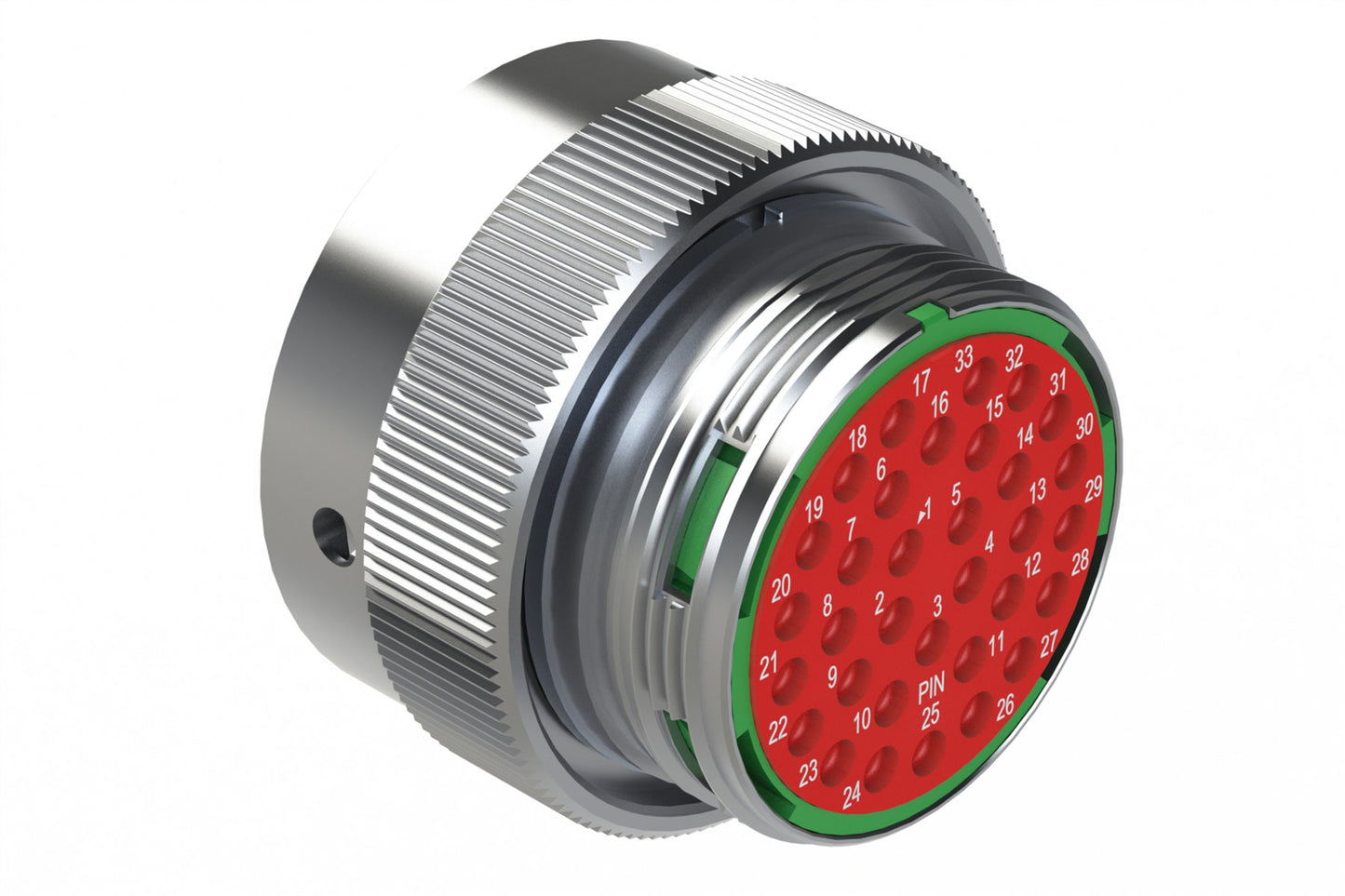 AHDM06-24-33PN 33 Position Plug, Shell Size 24, Pin, Plastic, Normal Diameter Rear Seal, Integrated Wide Thread (Green Retaining Ring). HD36-24-33PN