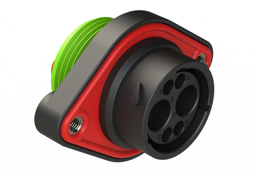 AHDP02-18-06PN-WTA 6 Position Panel Mount Receptacle, Pin, Shell Size 18, Normal Diameter Seal (Green Adapter), Wide Thread Adapter