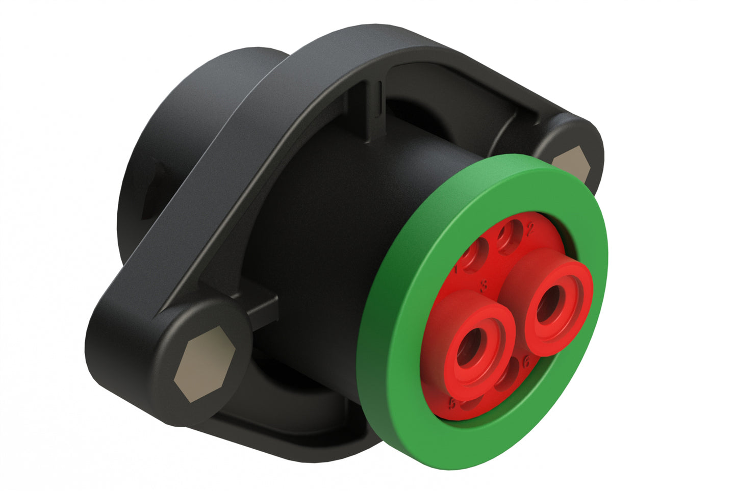 AHDP02-18-06SN-BRA 6 Position Panel Mount Receptacle, Socket, Shell Size 18, Normal Diameter Seal (Green Adapter), Backshell Ring Adapter