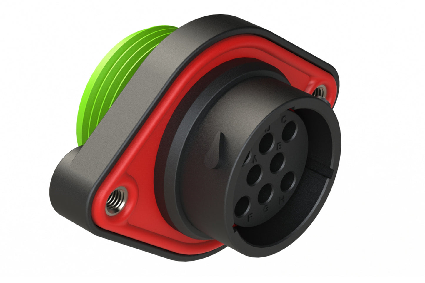 AHDP02-18-08SN-WTA 8 Position Panel Mount Receptacle, Socket, Shell Size 18, Normal Diameter Seal (Green Adapter), Wide Thread Adapter