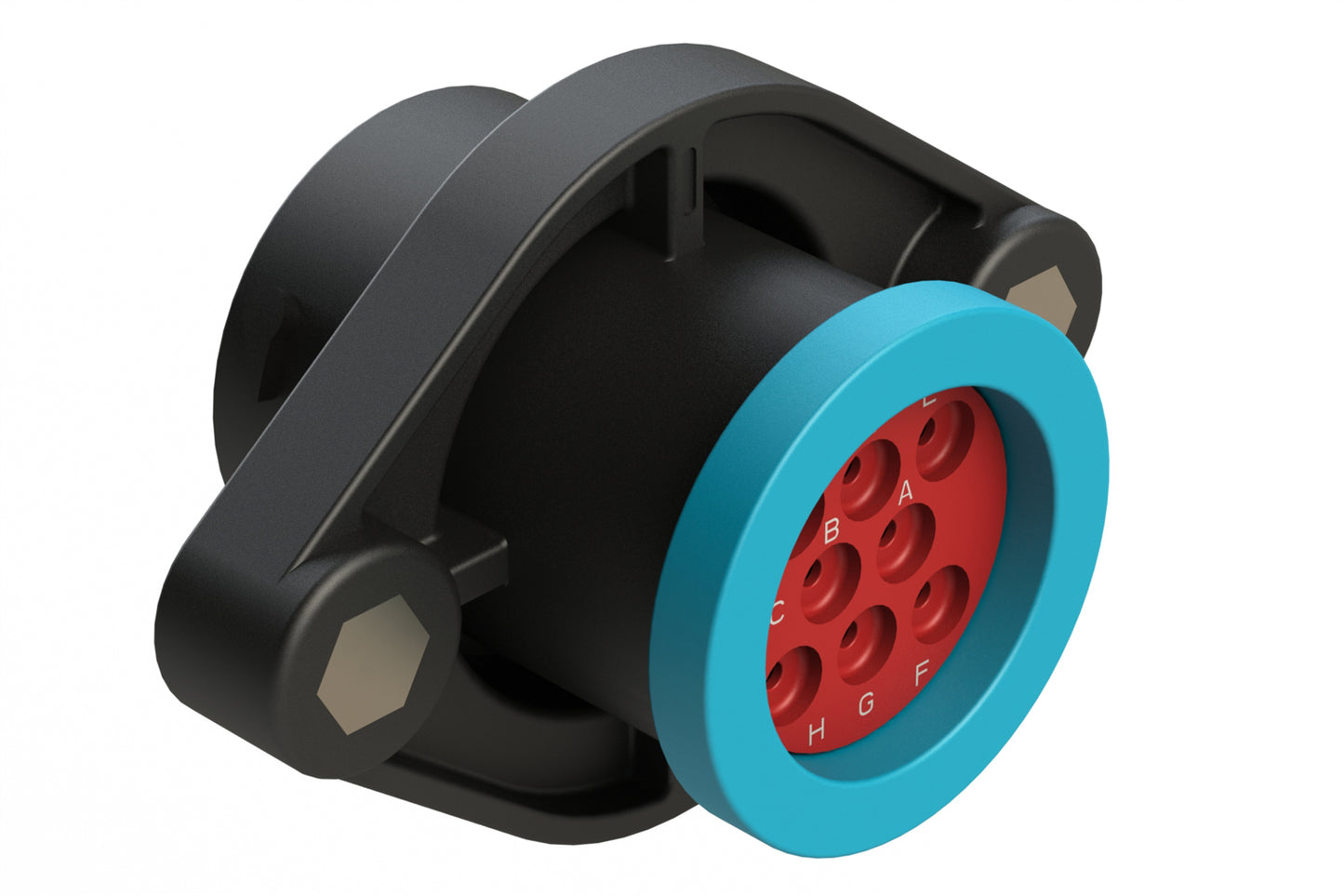 AHDP02-18-08SR-BRA 8 Position Panel Mount Receptacle, Socket, Shell Size 18, Reduced Diameter Seal (Blue Adapter), Backshell Ring Adapter