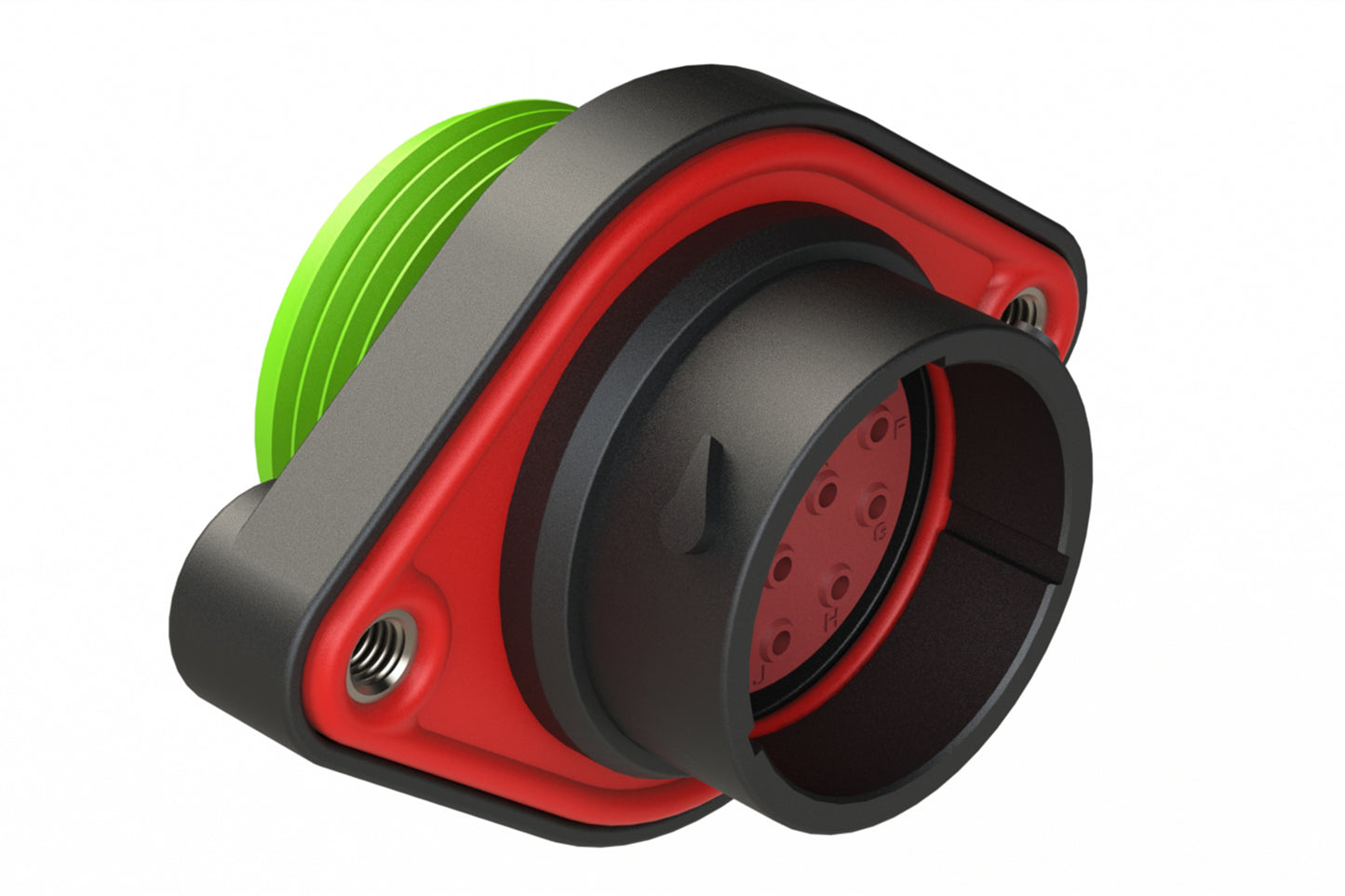 AHDP02-18-14PN-WTA 14 Position Panel Mount Receptacle, Pin, Shell Size 18, Normal Diameter Seal (Green Adapter), Wide Thread Adapter