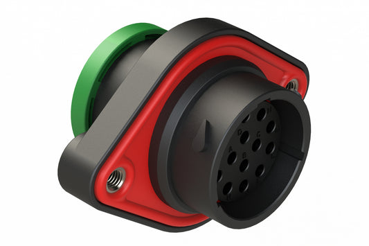 AHDP02-18-14SN-BRA 14 Position Panel Mount Receptacle, Socket, Shell Size 18, Normal Diameter Seal (Green Adapter), Backshell Ring Adapter