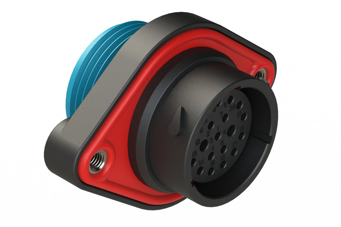 AHDP02-18-20SR-WTA 20 Position Panel Mount Receptacle, Socket, Shell Size 18, Reduced Diameter Seal (Blue Adapter), Wide Thread Adapter