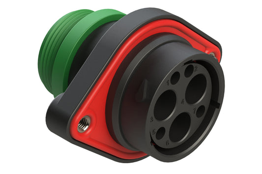 AHDP02-24-07PN-STACL22 7 Position Panel Mount Receptacle, Pin, Shell Size 24, Normal Diameter Seal (Green Adapter), CL22,Small Thread Adapter