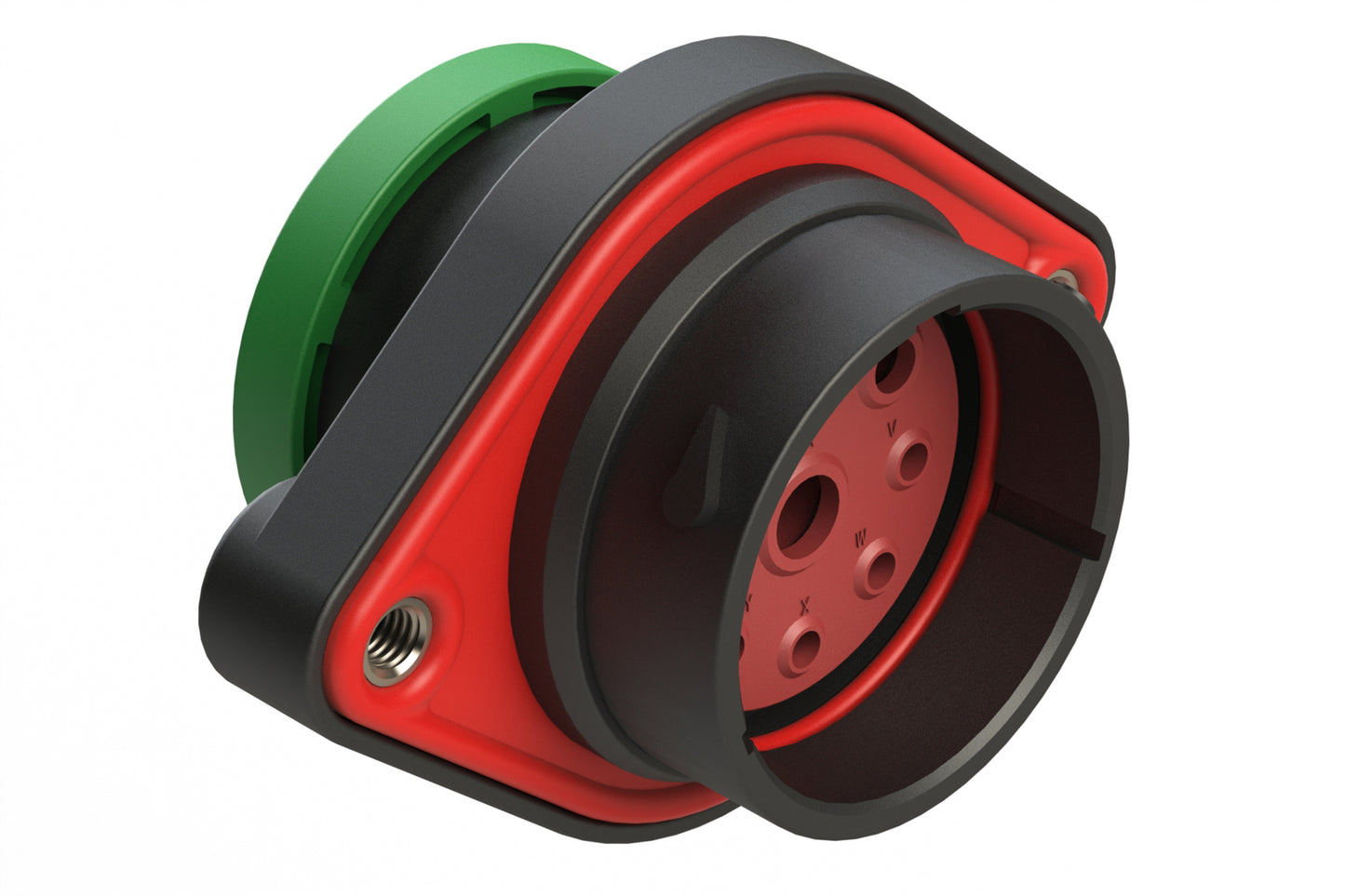 AHDP02-24-09PN-BRA 9 Position Sealed Panel Mount Receptacle, Pin, Shell Size 24, Normal Diameter Seal (Green Adapter), Backshell Ring Adapter