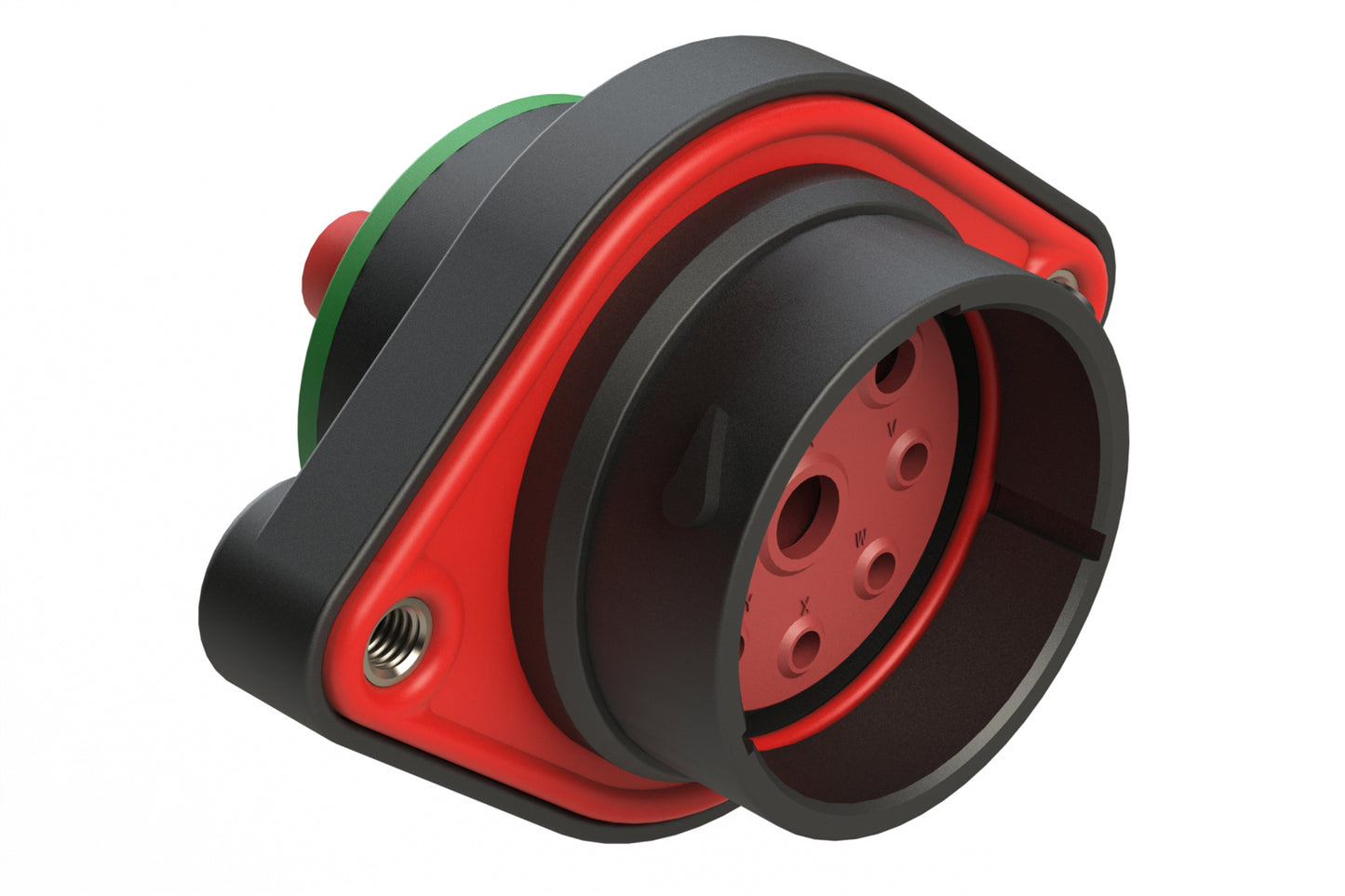 AHDP02-24-09PN-SRA 9 Position Sealed Panel Mount Receptacle, Pin, Shell Size 24, Normal Diameter Seal (Green Adapter), Smooth Ring Adapter