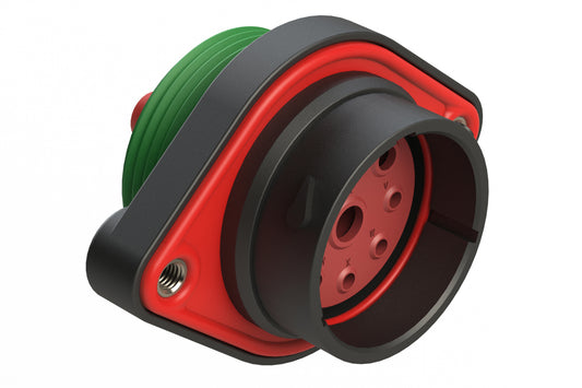 AHDP02-24-09PN-WTA 9 Position Sealed Panel Mount Receptacle, Pin, Shell Size 24, Normal Diameter Seal (Green Adapter), Wide Thread Adapter