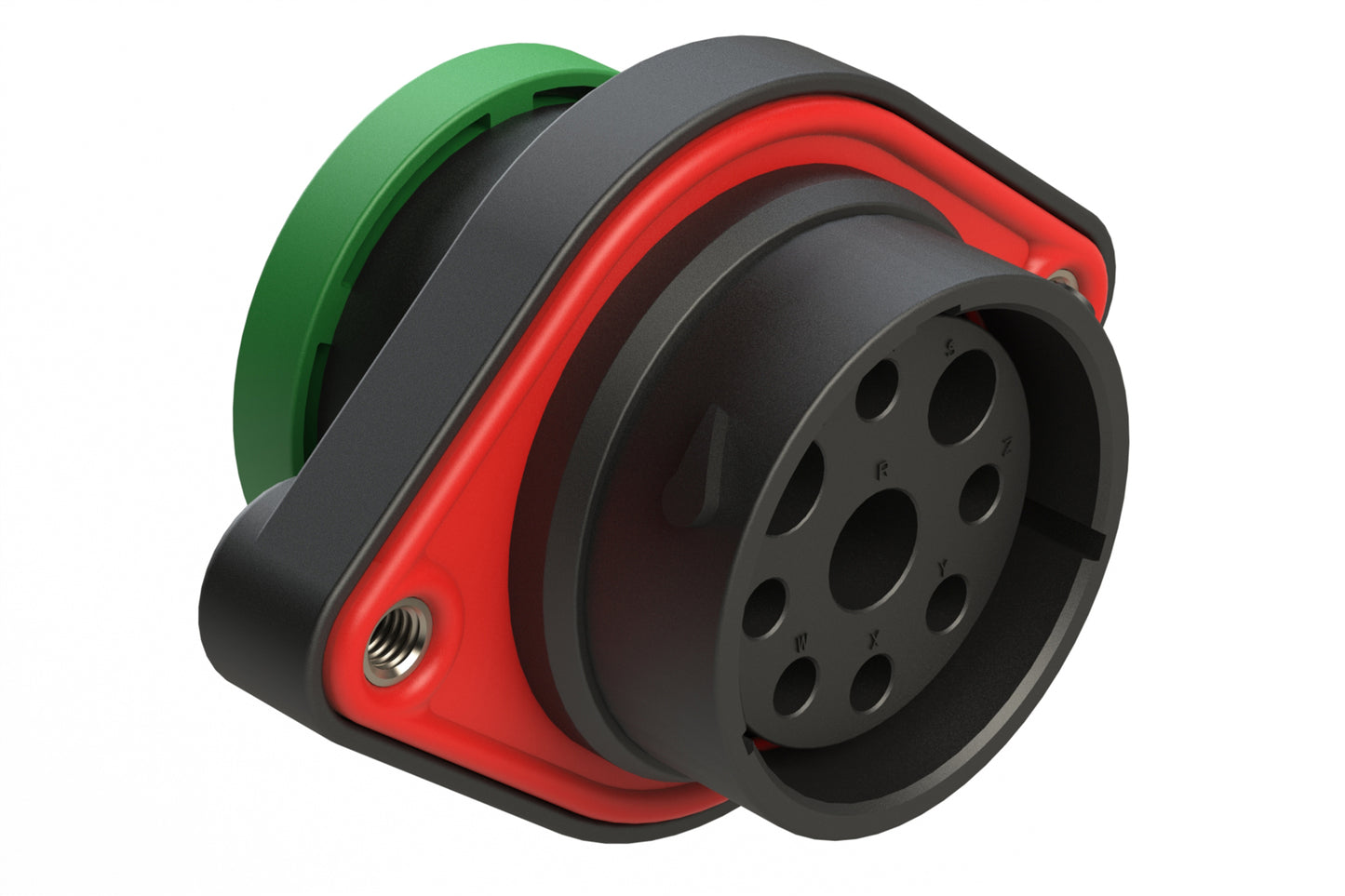 AHDP02-24-09SN-BRA 9 Position Sealed Panel Mount Receptacle, Socket, Shell Size 24, Normal Diameter Seal (Green Adapter), Backshell Ring Adapter