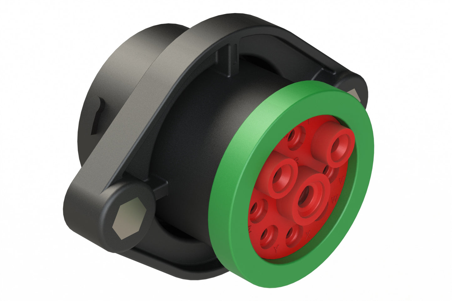 AHDP02-24-09SN-BRA 9 Position Sealed Panel Mount Receptacle, Socket, Shell Size 24, Normal Diameter Seal (Green Adapter), Backshell Ring Adapter