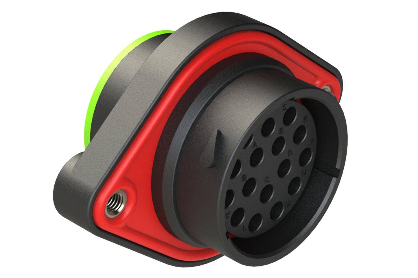AHDP02-24-16SN-SRA 16 Position Sealed Panel Mount Receptacle, Socket, Shell Size 24, Normal Diameter Seal (Green Adapter), Smooth Ring Adapter