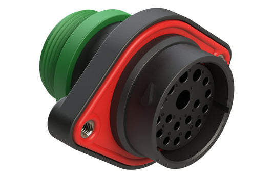 AHDP02-24-18SN-STA 18 Position Panel Mount Receptacle, Socket, Shell Size 24, Normal Diameter Seal (Green Adapter), Small Thread Adapter