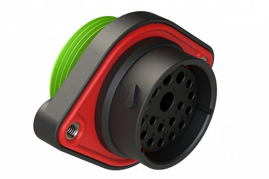 AHDP02-24-18SN-WTA 18 Position Panel Mount Receptacle, Socket, Shell Size 24, Normal Diameter Seal (Green Adapter), Wide Thread Adapter