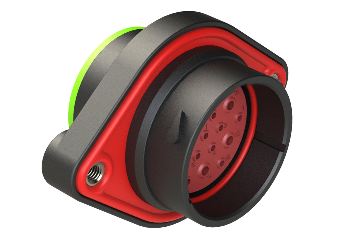 AHDP02-24-19PN-SRA 19 Position Sealed Panel Mount Receptacle, Pin, Shell Size 24, Normal Diameter Seal (Green Adapter), Smooth Ring Adapter