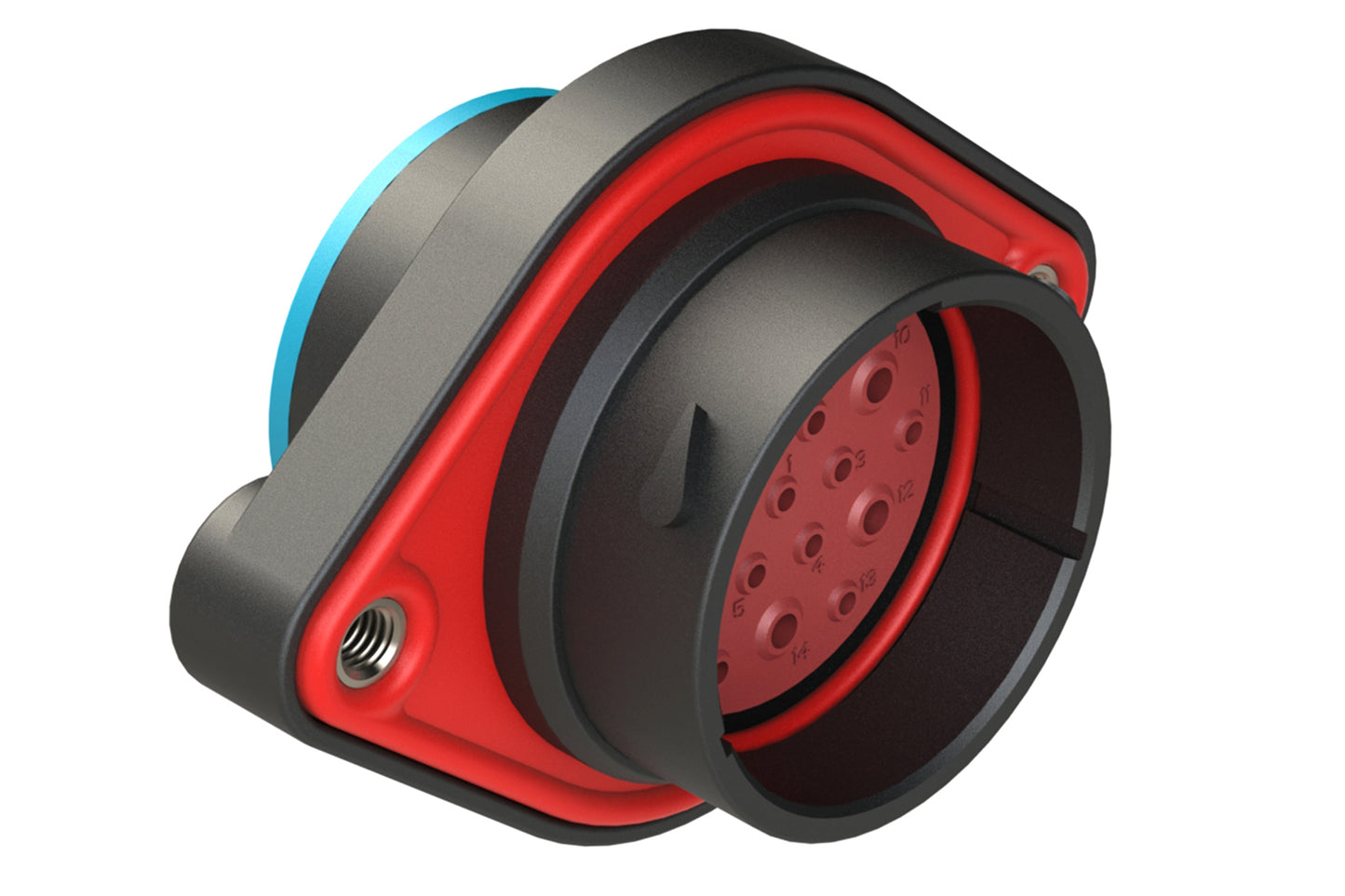 AHDP02-24-19PR-SRA 19 Position Sealed Panel Mount Receptacle, Pin, Shell Size 24, Reduced Diameter Seal (Blue Adapter), Smooth Ring Adapter