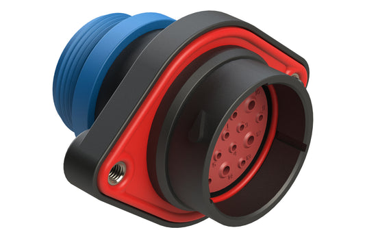 AHDP02-24-19PR-STA 19 Position Panel Mount Receptacle, Pin, Shell Size 24, Reduced Diameter Seal (Blue Adapter), Small Thread Adapter