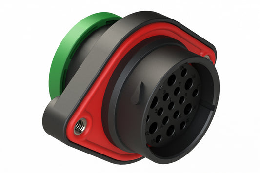 AHDP02-24-19SN-BRA 19 Position Panel Mount Receptacle, Socket, Shell Size 24, Normal Diameter Seal (Green Adapter), Backshell Ring Adapter