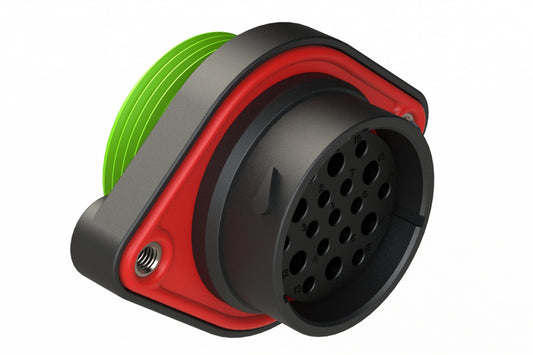 AHDP02-24-19SN-WTA 19 Position Panel Mount Receptacle, Socket, Shell Size 24, Normal Diameter Seal (Green Adapter), Wide Thread Adapter