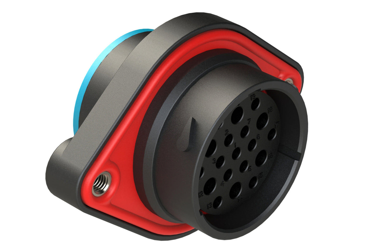 AHDP02-24-19SR-SRA 19 Position Sealed Panel Mount Receptacle, Socket, Shell Size 24, Reduced Diameter Seal (Blue Adapter), Smooth Ring Adapter