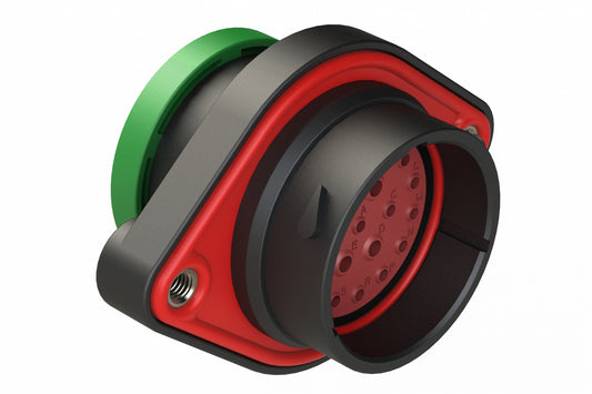 AHDP02-24-21PN-BRA 21 Position Panel Mount Receptacle, Pin, Shell Size 24, Normal Diameter Seal (Green Adapter), Backshell Ring Adapter