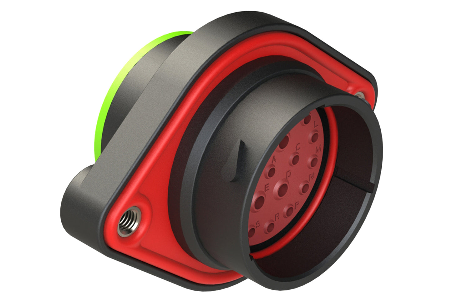 AHDP02-24-21PN-SRA 21 Position Sealed Panel Mount Receptacle, Pin, Shell Size 24, Normal Diameter Seal (Green Adapter), Smooth Ring Adapter