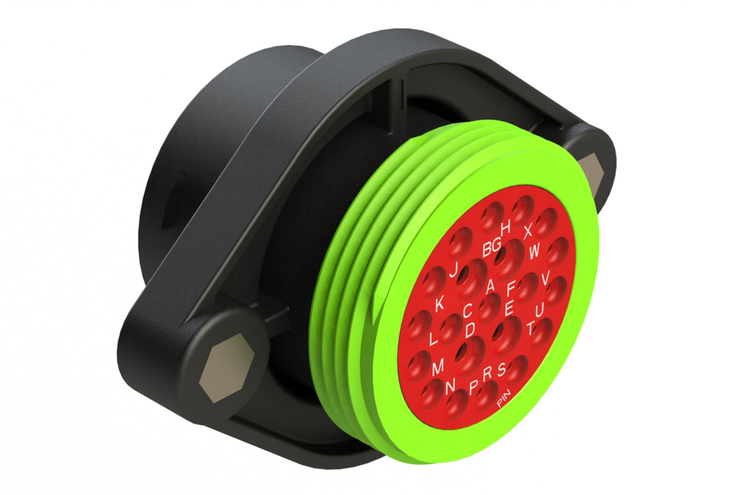 AHDP02-24-21PN-WTA 21 Position Panel Mount Receptacle, Pin, Shell Size 24, Normal Diameter Seal (Green Adapter), Wide Thread Adapter