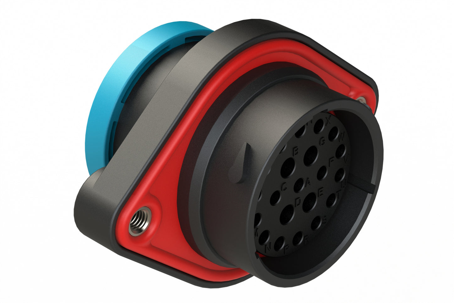 AHDP02-24-21SR-BRA 21 Position Panel Mount Receptacle, Socket, Shell Size 24, Reduced Diameter Seal (Blue Adapter), Backshell Ring Adapter