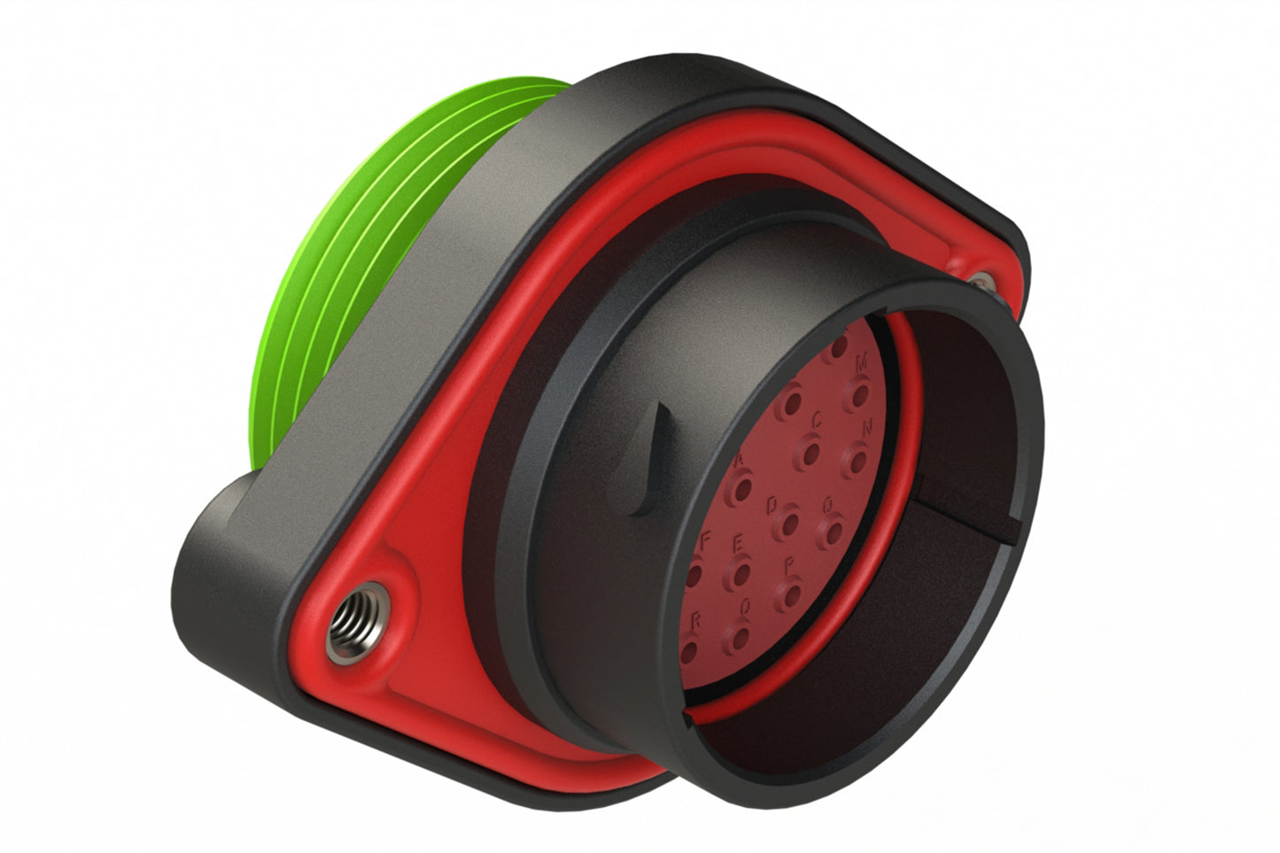 AHDP02-24-23PN-WTA 23 Position Panel Mount Receptacle, Pin, Shell Size 24, Normal Diameter Seal (Green Adapter), Wide Thread Adapter