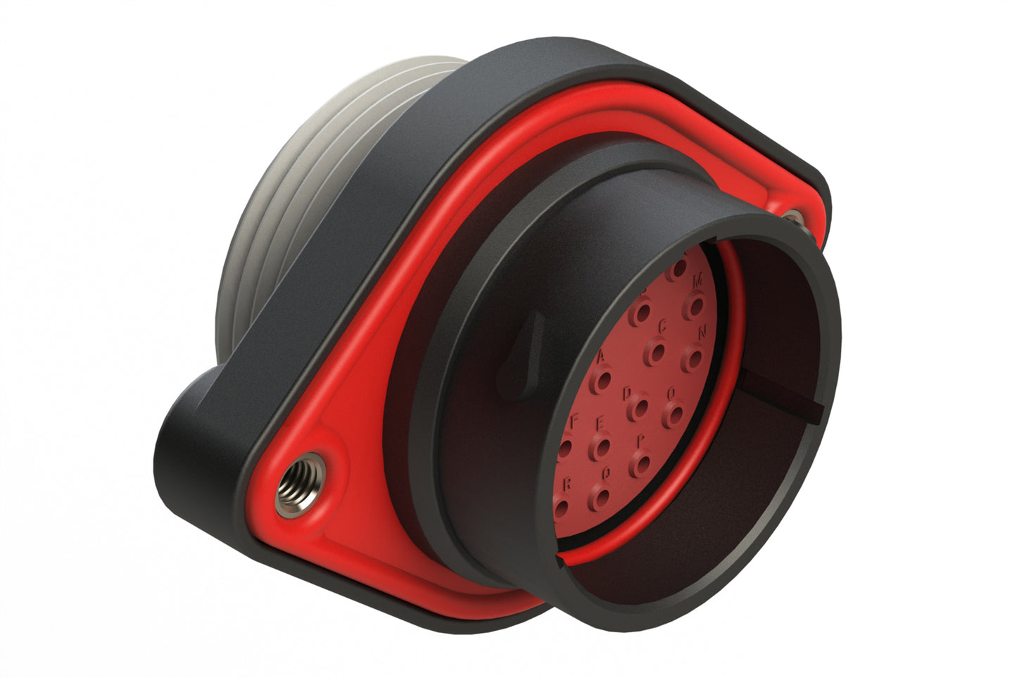 AHDP02-24-23PT-WTA 23 Position Panel Mount Receptacle, Pin, Shell Size 24, Thin Diameter Seal (Grey Adapter), Wide Thread Adapter (WTA)
