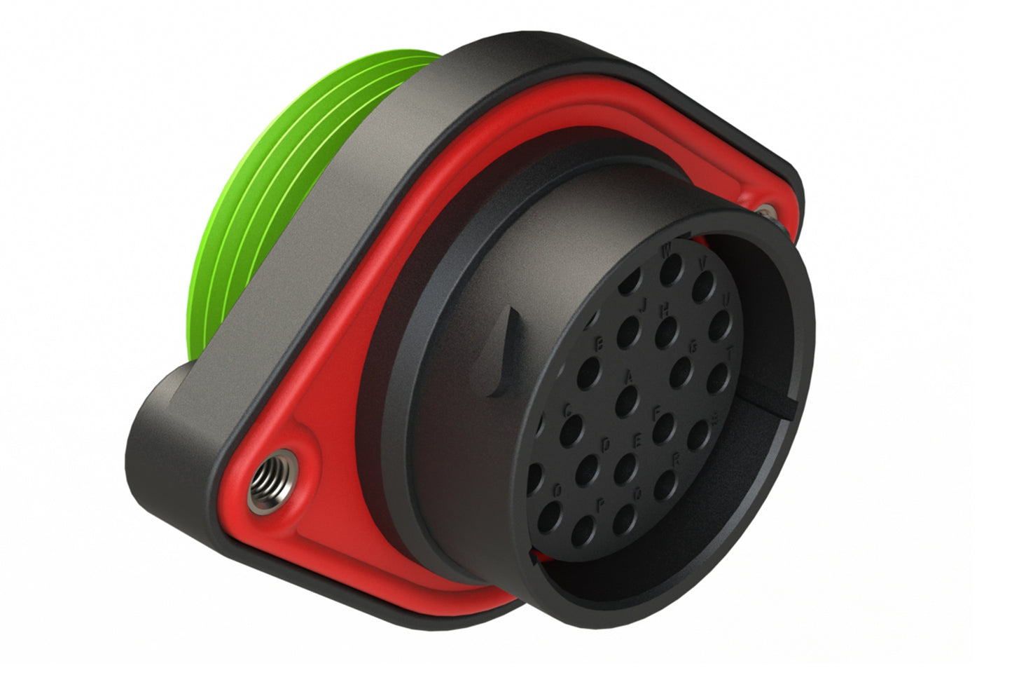 AHDP02-24-23SN-WTA 23 Position Panel Mount Receptacle, Socket, Shell Size 24, Normal Diameter Seal (Green Adapter), Wide Thread Adapter