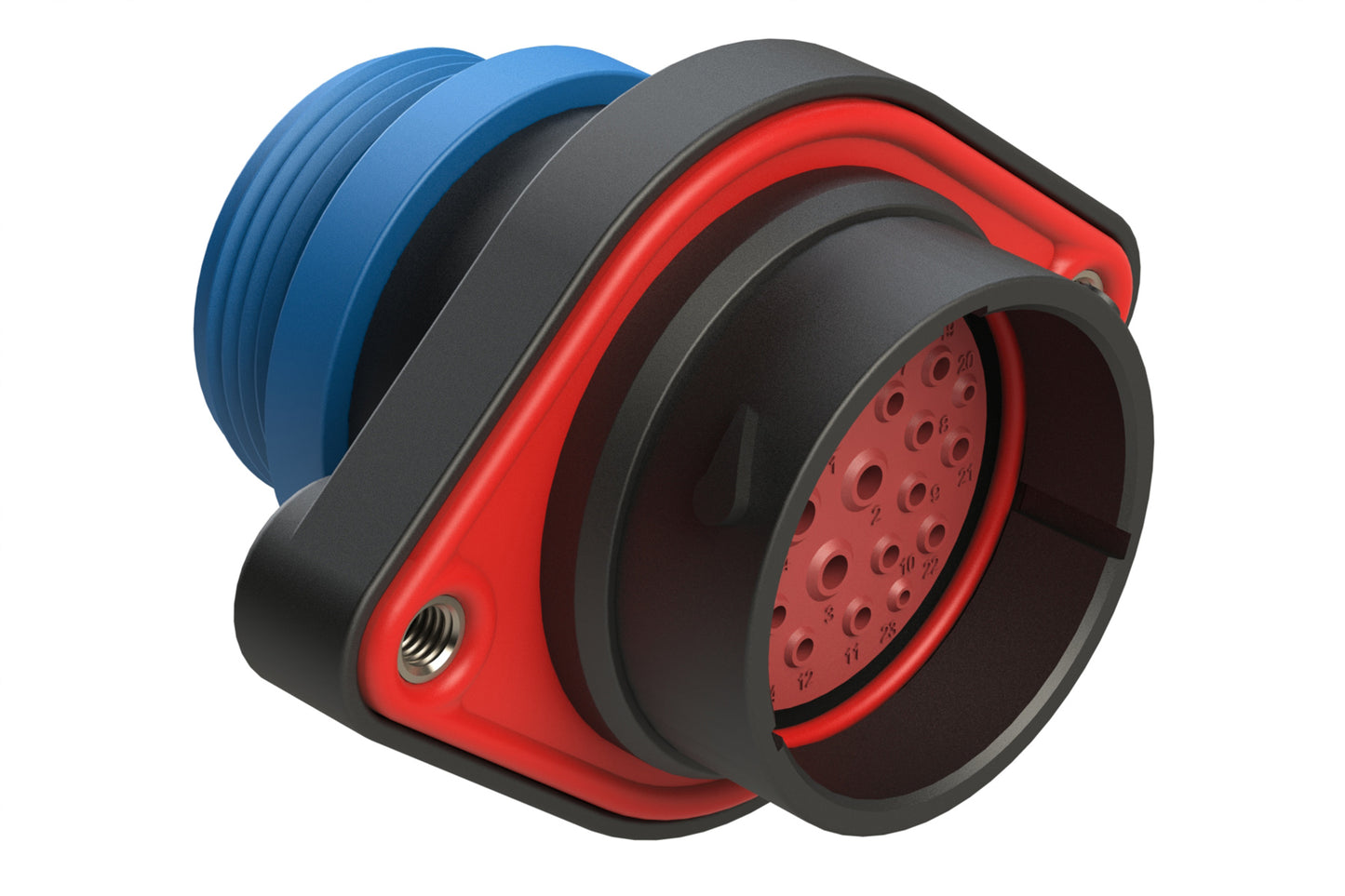 AHDP02-24-29PR-STA 29 Position Panel Mount Receptacle, Pin, Shell Size 24, Reduced Diameter Seal (Blue Adapter), Small Thread Adapter