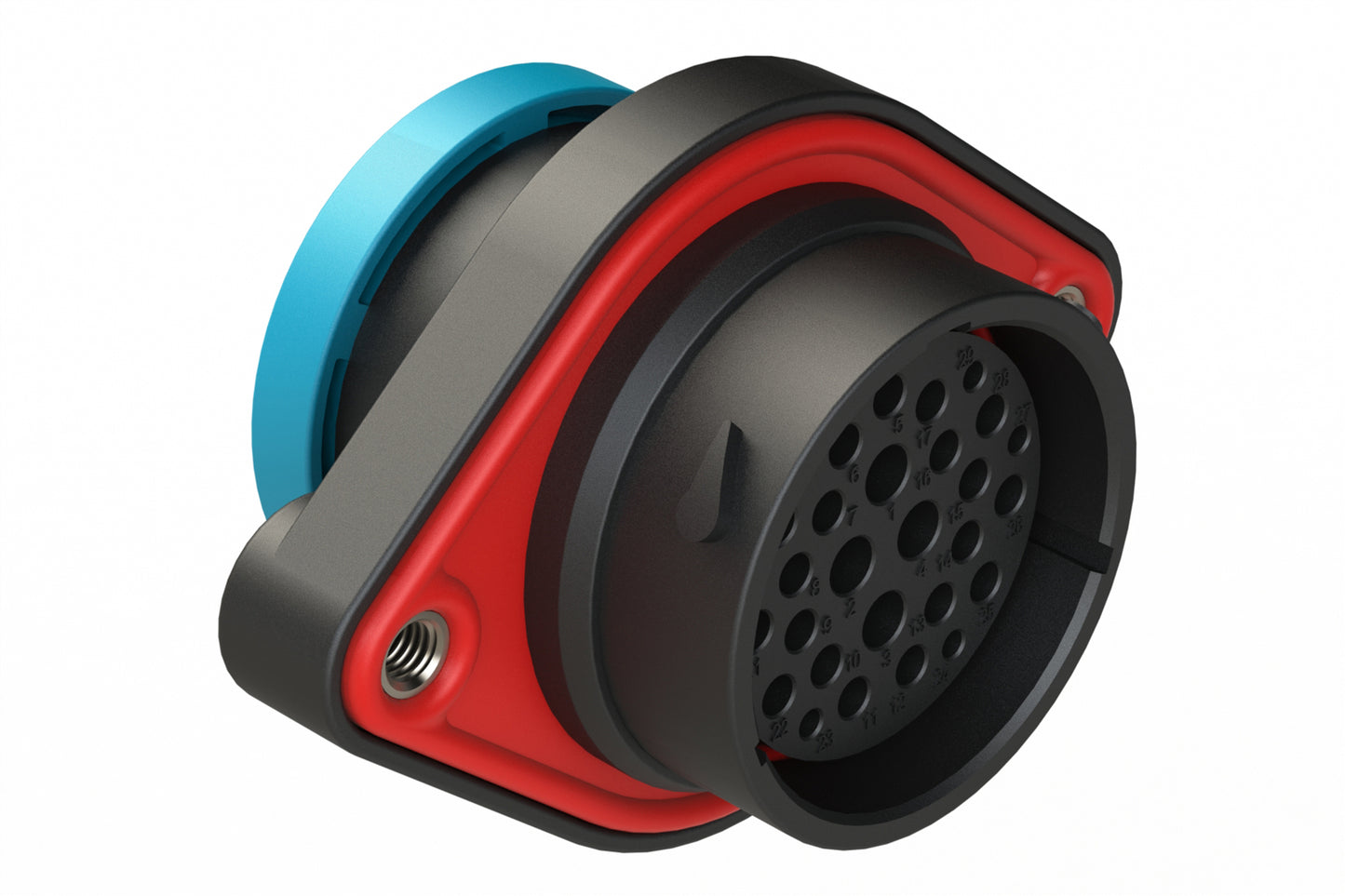 AHDP02-24-29SR-BRA 29 Position Panel Mount Receptacle, Socket, Shell Size 24, Reduced Diameter Seal (Blue Adapter), Backshell Ring Adapter