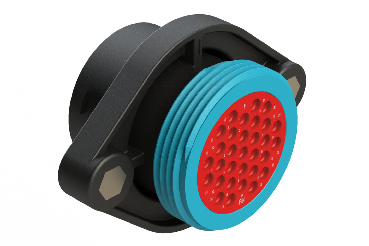 AHDP02-24-31PR-WTA 31 Position Panel Mount Receptacle, Pin, Shell Size 24, Reduced Diameter Seal (Blue Adapter), Wide Thread Adapter