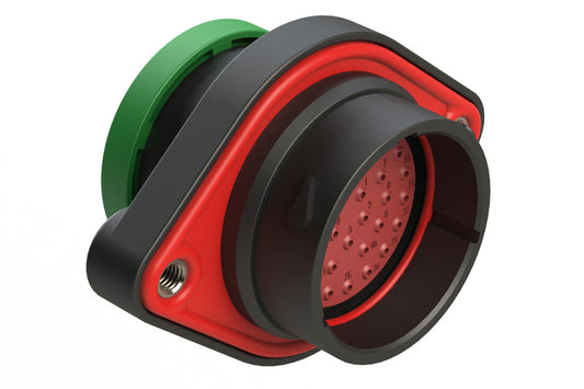 AHDP02-24-33PN-BRA 33 Position Panel Mount Receptacle, Shell Size 24, Pin, Plastic, Normal Diameter Rear Seal, Backshell Ring Adapter BRA (Green)