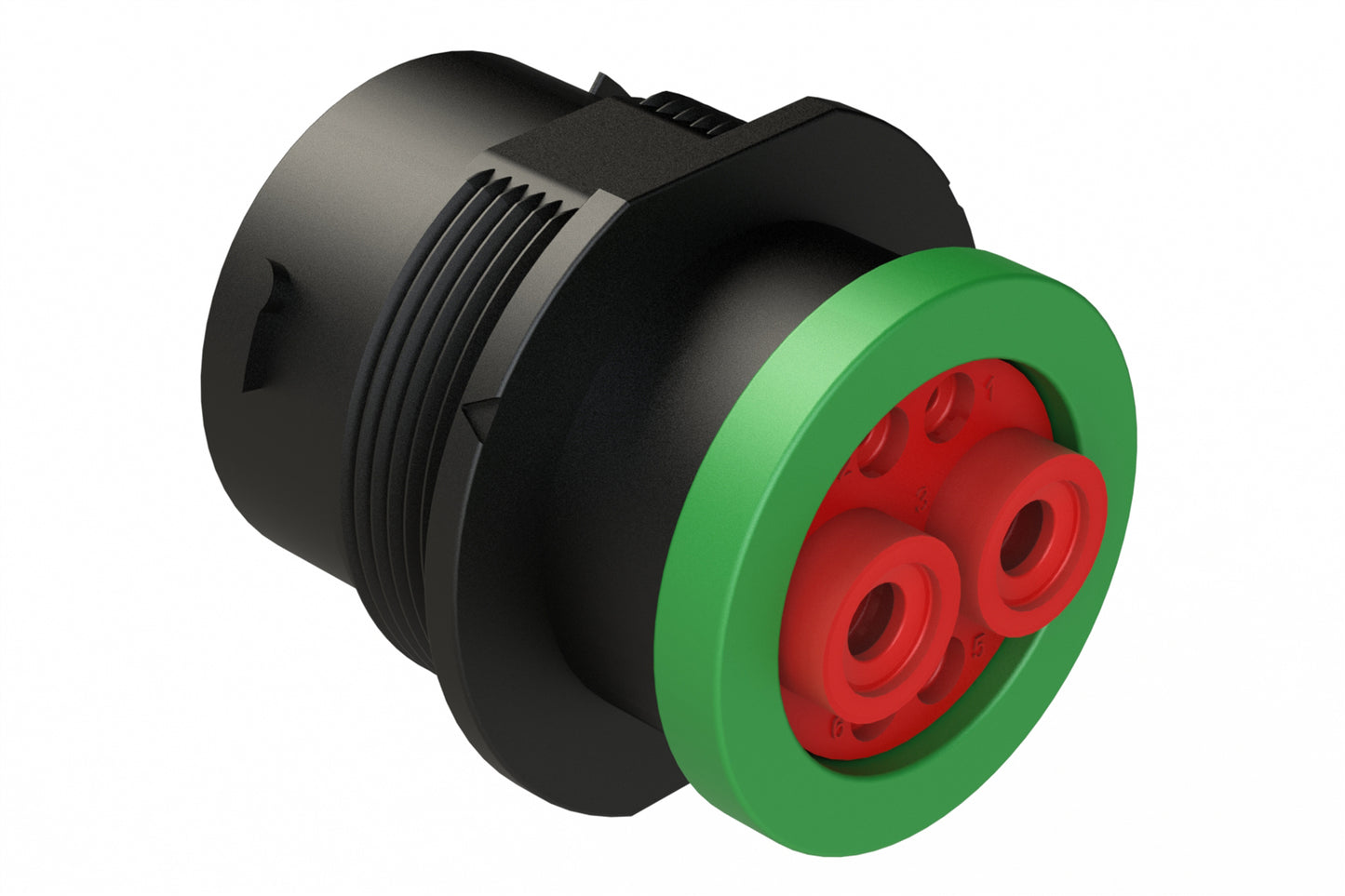 AHDP04-18-06PN-BRA 6 Position Receptacle, Pin, Shell Size 18, Normal Diameter Seal (Green Adapter), Backshell Ring Adapter. HDP24-18-6PN-L017