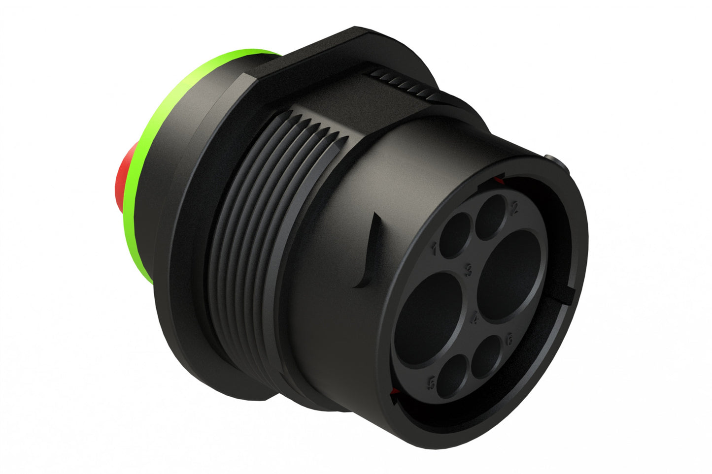 AHDP04-18-06PN-SRA 6 Position Receptacle, Pin, Shell Size 18, Normal Diameter Sea (Green Adapter)l, Smooth Ring Adapter. HDP24-18-6PN