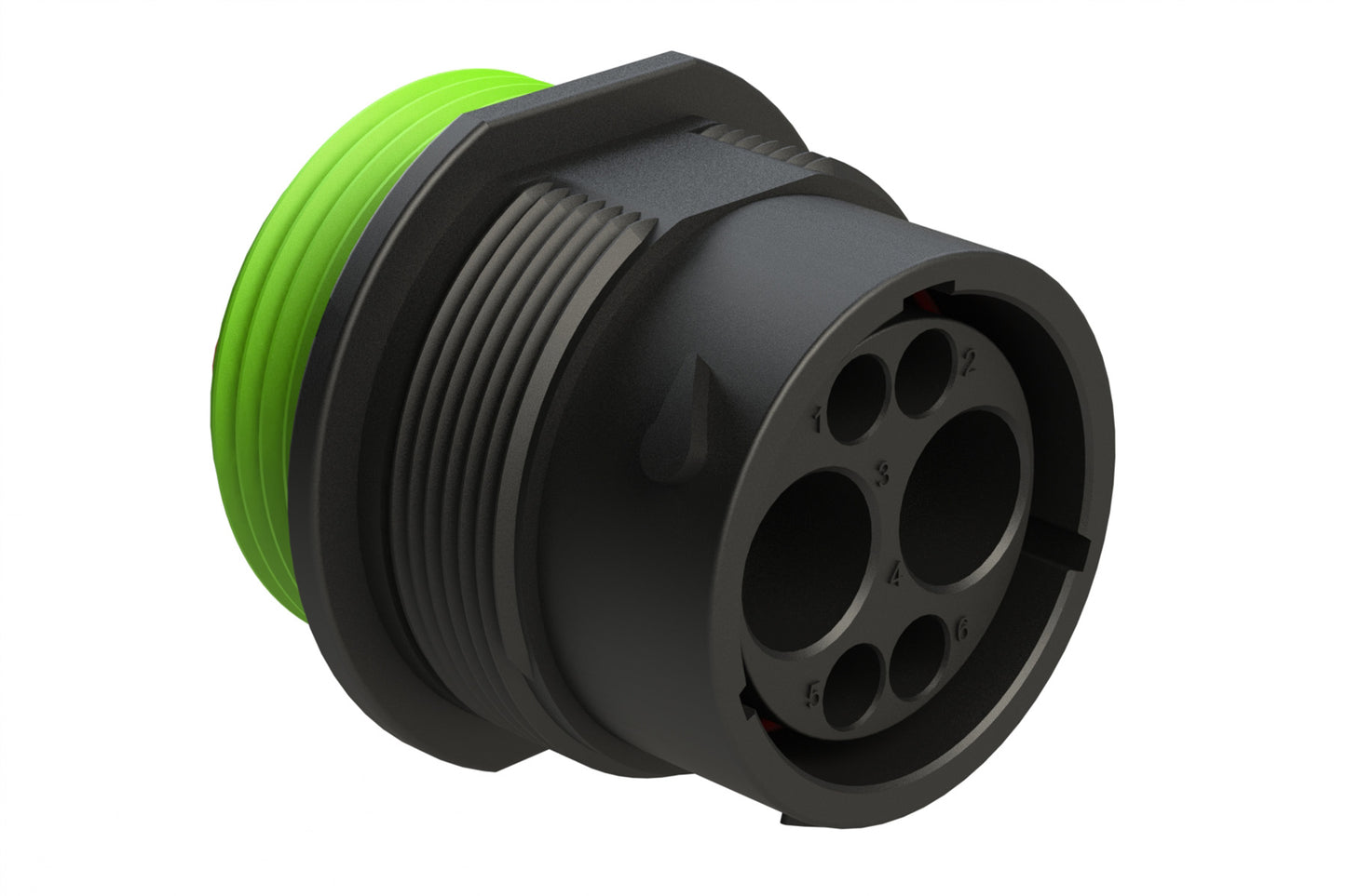 AHDP04-18-06PN-WTAC030 2 Position Receptacle, Pin, Shell Size 18, Normal Diameter Seal (Green Adapter), Wide Thread Adapter