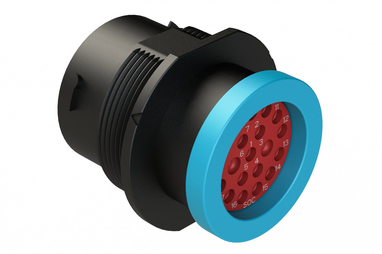AHDP04-18-20SR-BRA 20 Position Receptacle, Socket, Shell Size 18, Reduced Diameter Seal (Blue Adapter), Backshell Ring Adapter. HDP24-18-20SE