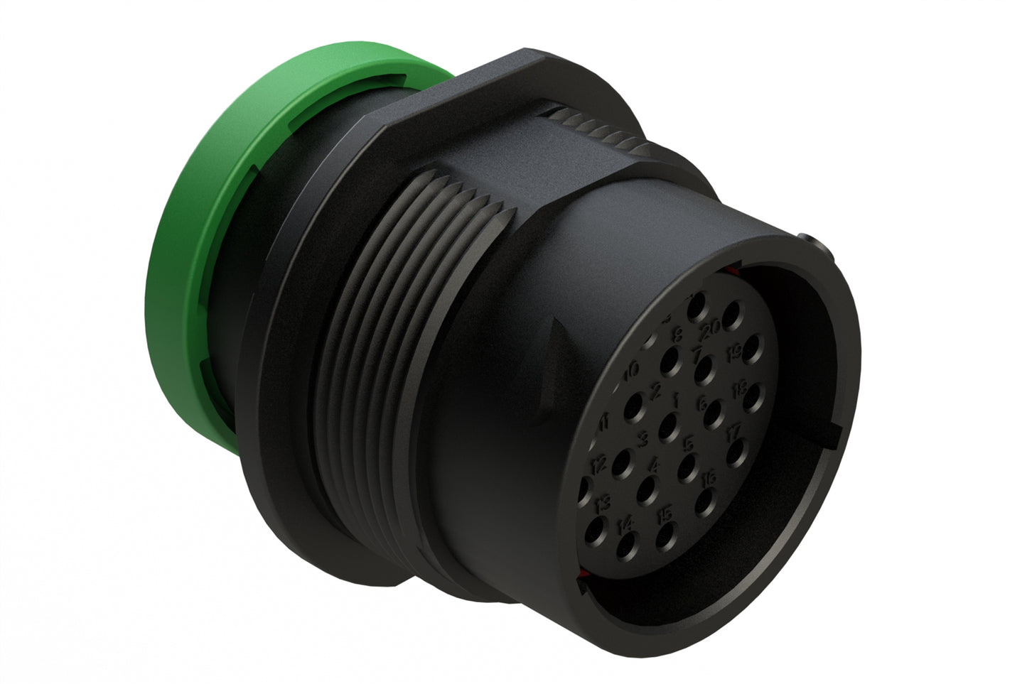 AHDP04-18-21SN-BRA 21 Position Receptacle, Socket, Shell Size 18, Normal Diameter Seal (Green Adapter), Backshell Ring Adapter. HDP24-18-21SN-L017