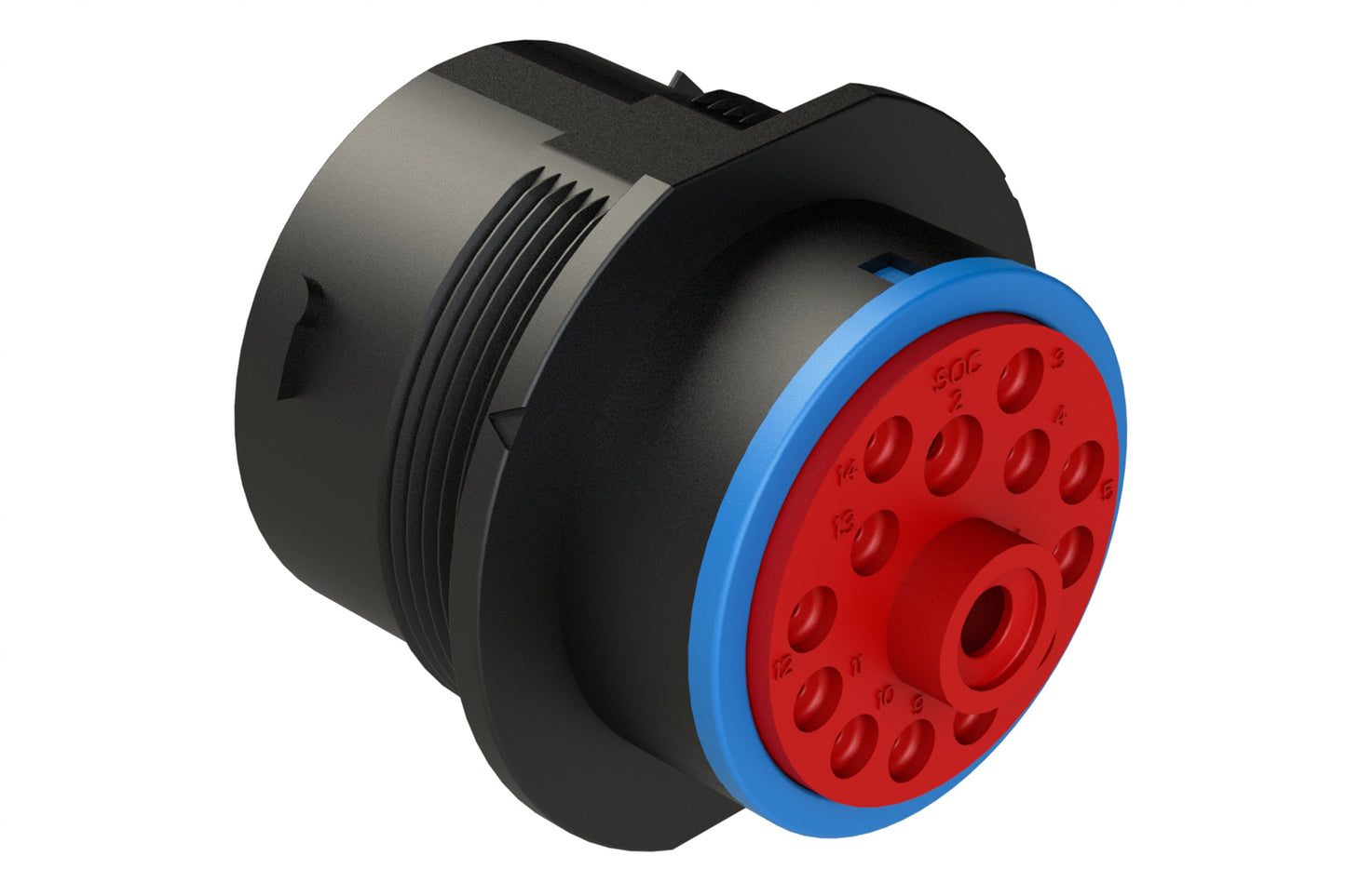 AHDP04-24-14SR-SRA 14 Position Receptacle, Socket, Shell Size 24, Reduced Diameter Seal (Blue Adapter), Smooth Ring Adapter. HDP24-24-14SE