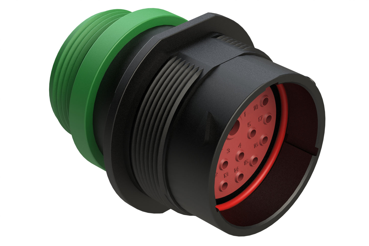 AHDP04-24-18PN-STA 18 Position Receptacle, Pin, Shell Size 24, Normal Diameter Seal (Green Adapter), Small Thread Adapter. HDP24-24-18PN-L015
