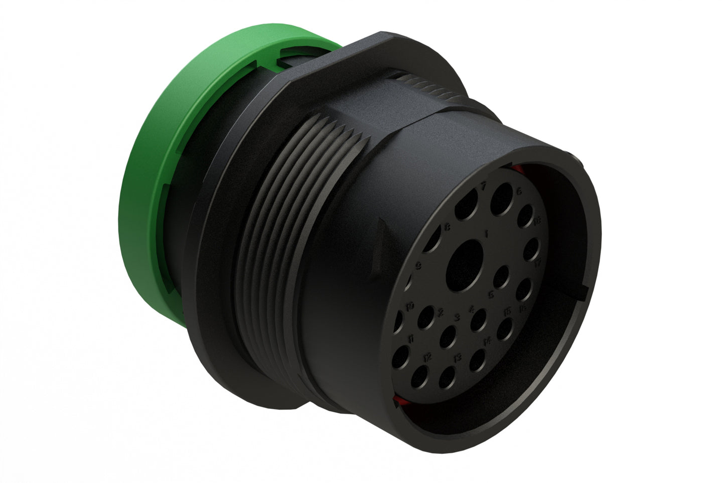 AHDP04-24-18SN-BRA 18 Position Receptacle, Socket, Shell Size 24, Normal Diameter Seal (Green Adapter), Backshell Ring Adapter. HDP24-24-18SN-L017