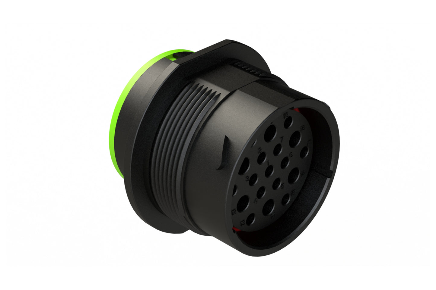 AHDP04-24-19SN-SRA 19 Position Receptacle, Socket, Shell Size 24, Normal Diameter Seal (Green Adapter), Smooth Ring Adapter. HDP24-24-19SN