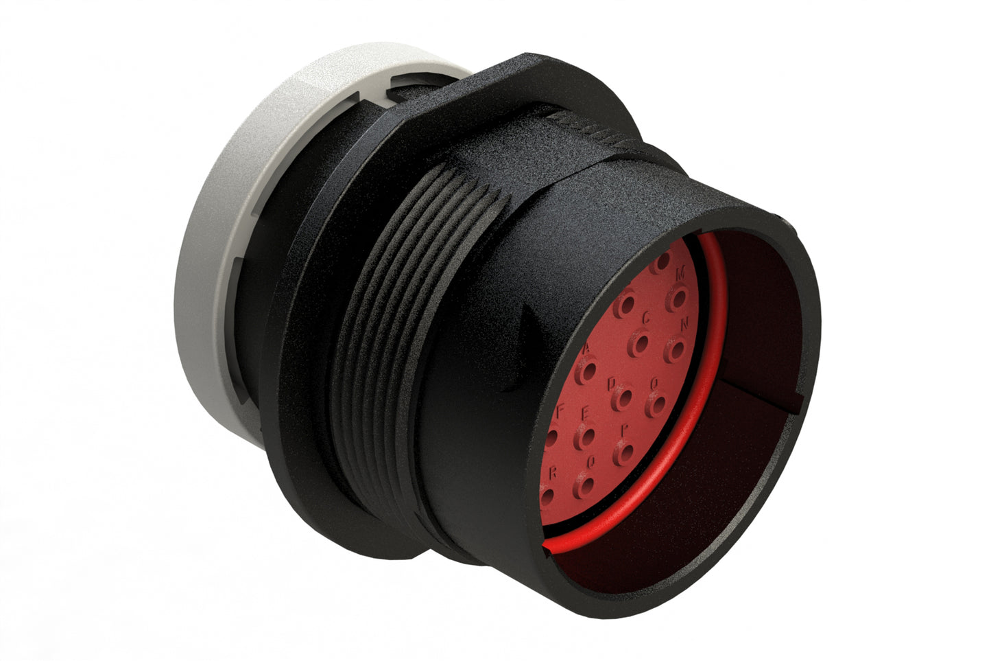 AHDP04-24-23PT-BRA 23 Position Receptacle, Pin, Shell Size 24, Plastic, Thin Diameter Seal (Grey Adapter), Backshell Ring Adapter (BRA). HDP24-24-23PT-L017