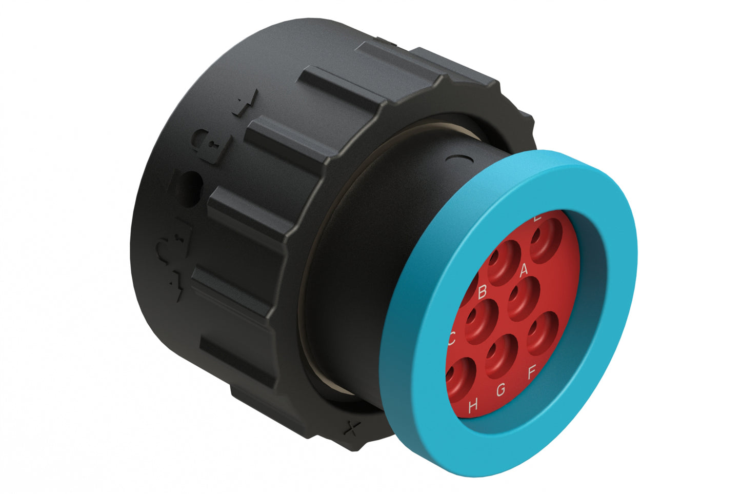 AHDP06-18-08SR-BRA 8 Position Plug, Socket, Shell Size 18, Reduced Diameter Seal (Blue Adapter), Backshell Ring Adapter. HDP26-18-8SE-L017
